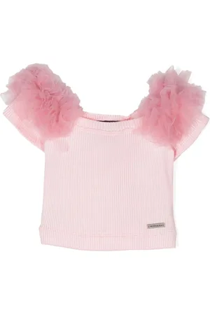 MONNALISA Ruffled fine-ribbed top