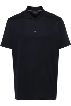 BRIONI Ribbed cotton polo shirt