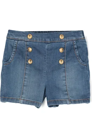 Balmain Lion-Head-buttons denim shorts