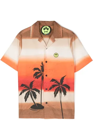 BARROW Palm-tree print poplin shirt