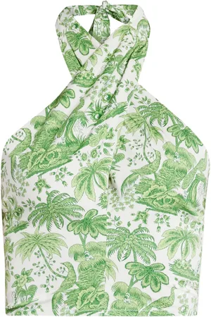 Staud Kai botanical-print halterneck top