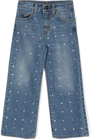 BARROW Rhinestone-embellished wide-leg jeans