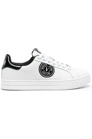 VERSACE Court 88 logo-patch leather sneakers