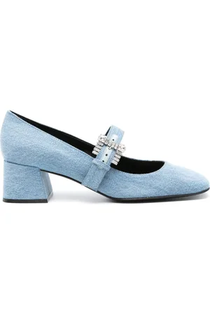 Sergio Rossi 50mm denim Mary Jane pumps