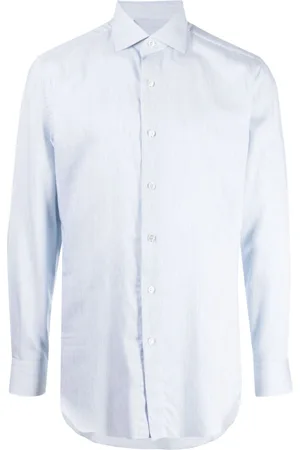 BRIONI Striped cotton-cashmere blend shirt
