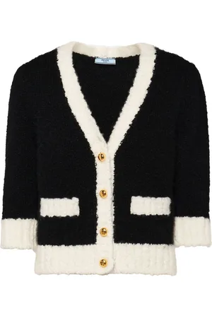 Prada Contrast-trim cashmere-silk cardigan