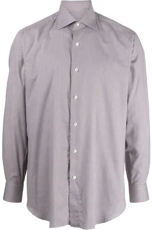 BRIONI Zigzag-jacquard cotton shirt