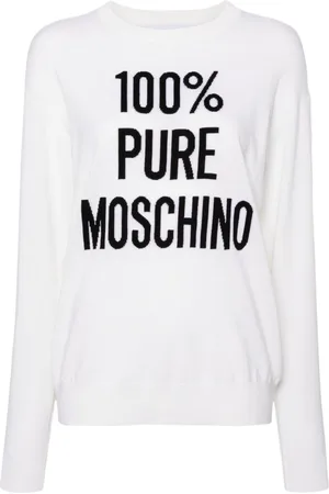 Moschino Slogan intarsia-knit jumper