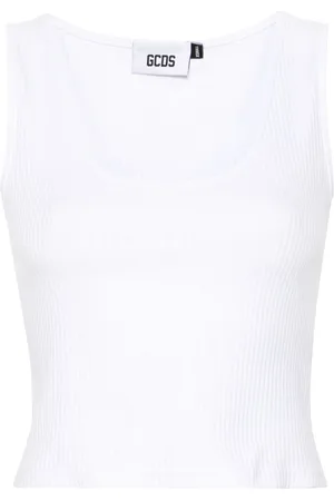 GCDS Sequinned-logo ribbed top