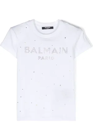 Balmain Rhinestone-logo cotton T-shirt
