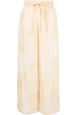ZIMMERMANN Acadian floral-embroidered ramie trousers
