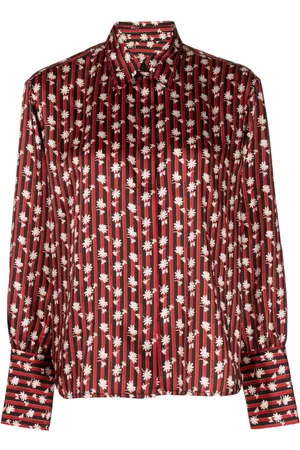 Maison Kitsuné Floral stripes-print long-sleeve shirt