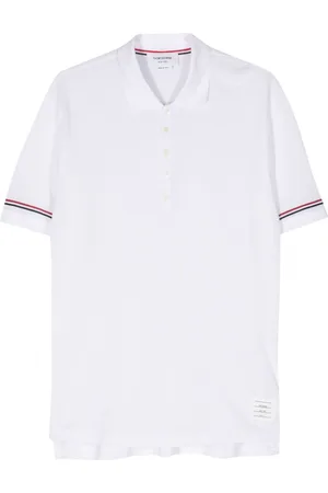 Thom Browne RWB-stripe fine-knit polo shirt