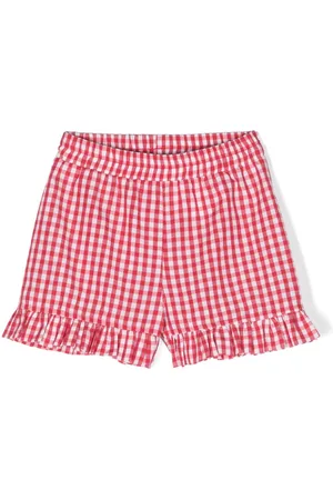 MONNALISA Gingham-check cotton blend shorts