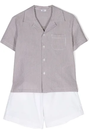 Il gufo Striped seersucker shirt and shorts set