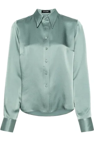 Styland Pointed collar satin shirt