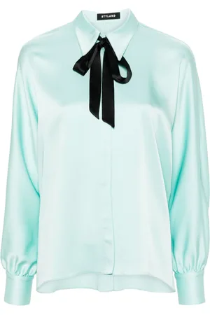 Styland Bow-collar crepe shirt