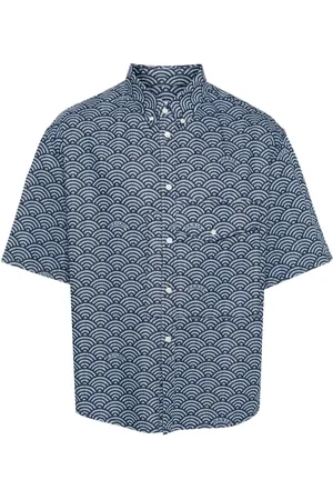 Kenzo Seigaiha-print denim skirt