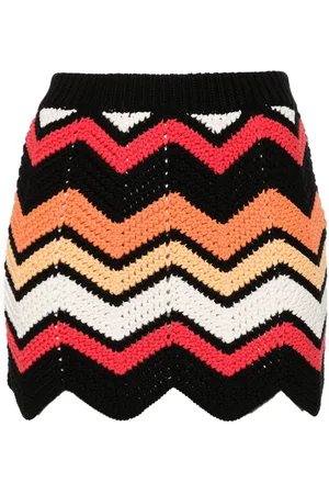 Alanui Kaleidoscopic chevron-knit miniskirt
