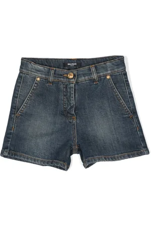 Balmain Coin-engraved denim shorts