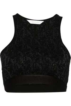 Palm Angels Monogram-jacquard crop top