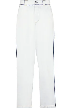 Maison Margiela Contrasting-trim mid-rise wide-leg jeans