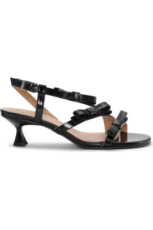Ganni 25mm bow-detail kitten-heel sandals