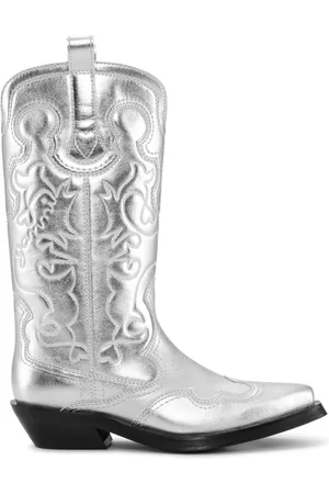 Ganni 40mm metallic leather Western boots