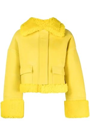 GCDS Shearling-collar leather jacket