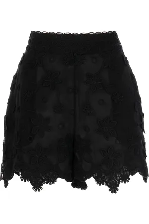 Elie saab Floral-embroidered silk shorts