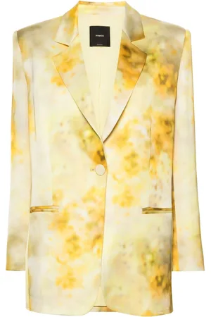 Pinko Faded-floral-print satin blazer