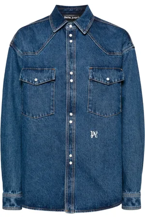 Palm Angels Logo-embroidered denim shirt