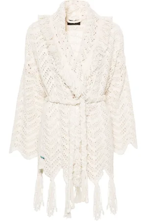 Alanui Chevron-knit fringed cardigan