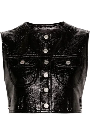 Courrèges Faux-leather cropped vest