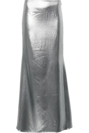 ROTATE Semi-train metallic-effect maxi skirt