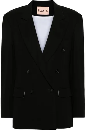 Plan C Double-breasted cotton blazer
