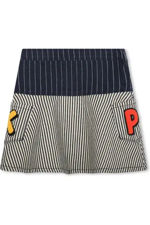 Kenzo Panelled striped washed denim skirt