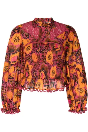 Farm Rio Garden Bloom floral-motif smocked blouse