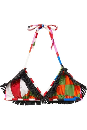 Puccini Fringed checkered bikini top