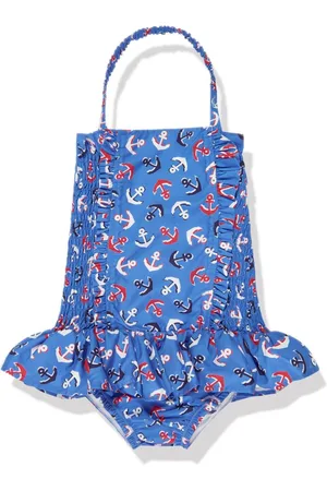 Rachel Riley Anchor-print ruched swimsuit