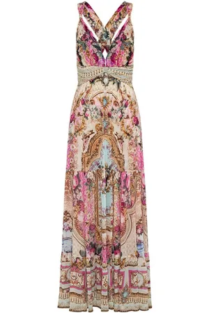 Camilla Printed V-meck midi dress