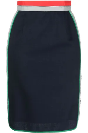 Kolor Stripe-waistband knee-length skirt