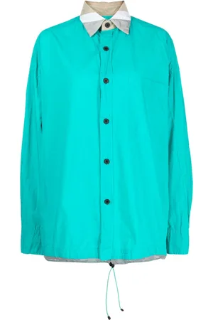 Kolor Contrast-collar cotton shirt