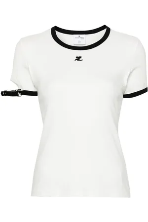 Courrèges Buckle logo-patch T-shirt