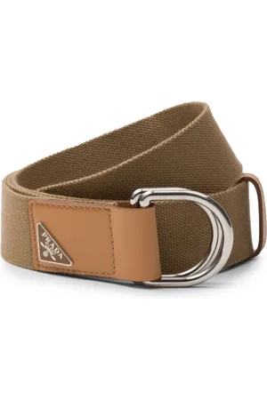 Prada Logo-plaque leather-trim belt