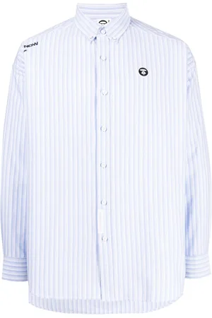 A Bathing Ape Logo-embroidered striped shirt