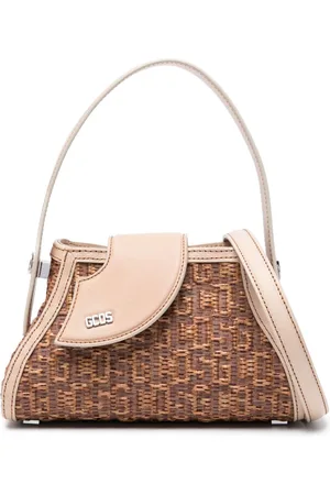 GCDS Small Comma woven-raffia bag