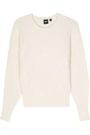 HUGO BOSS Logo-lettering chunky-knit jumper
