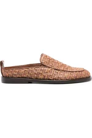 GCDS Monogram-embossed raffia mules
