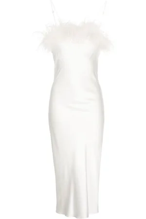 Gilda & Pearl Camille feather-trim silk dress